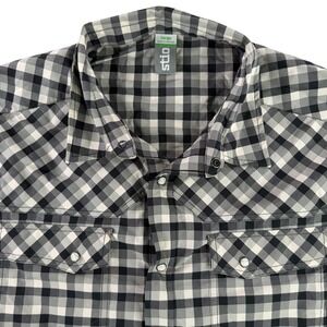Stio Eddy Shirt Mens Large Black White Plaid Long Sleeve Western Snap 2209
